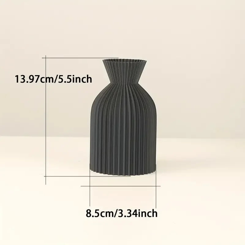 Boho Ribbed Decorative Vase | Black & Khaki, S & L Sizes