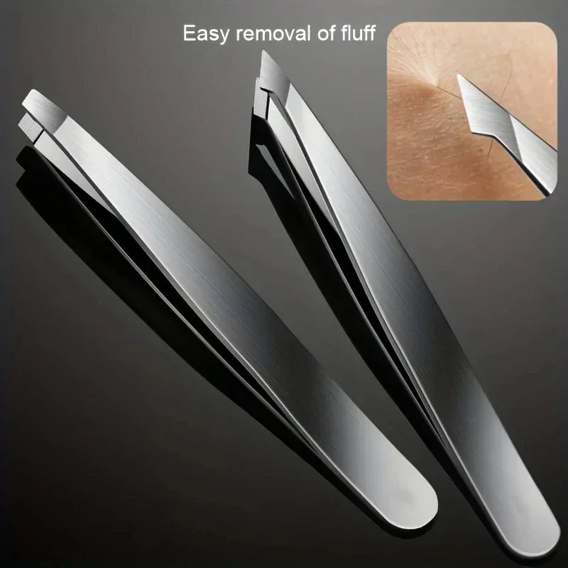 Professional Tweezers Set – 4 Piece Stainless Steel Eyebrow & Hair Removal Kit