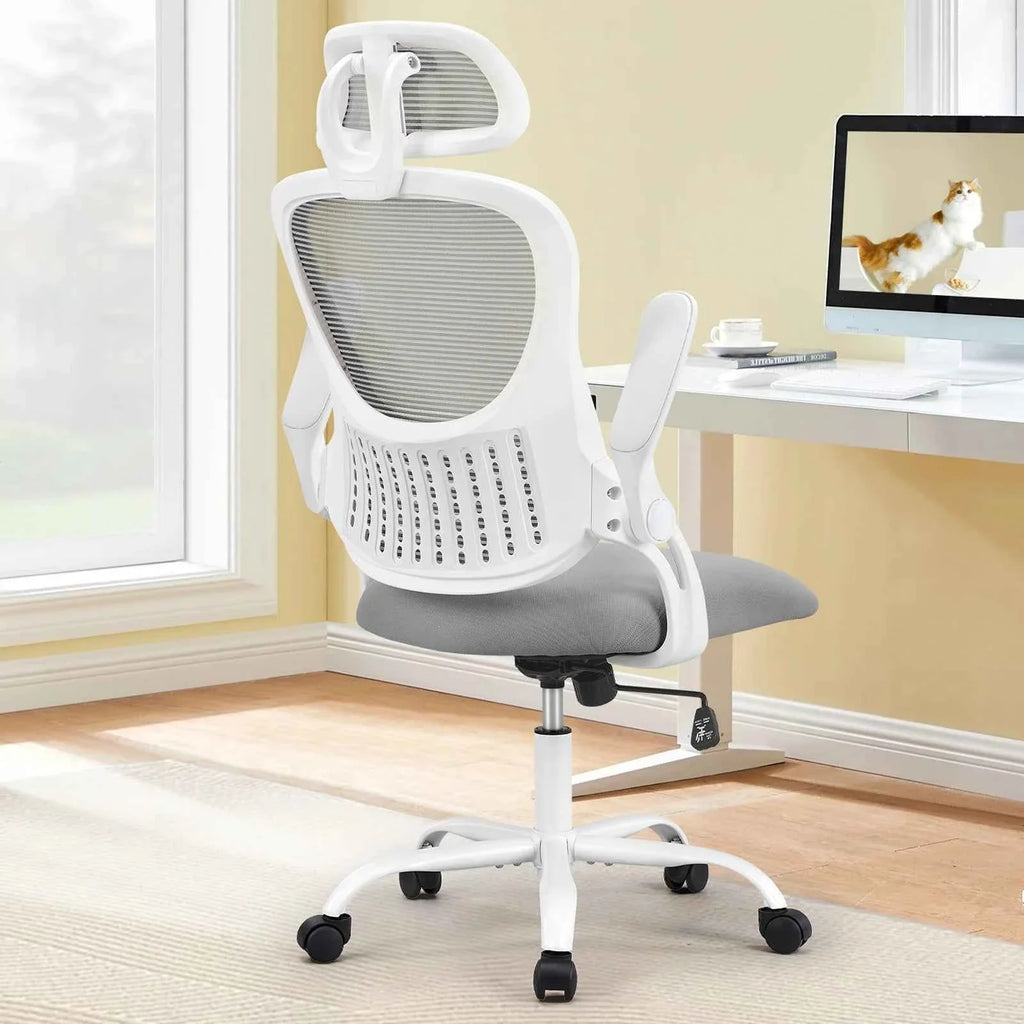 JHK Ergonomic Mesh Office Chair – Flip-Up Arms, Adjustable Headrest & Lumbar Support