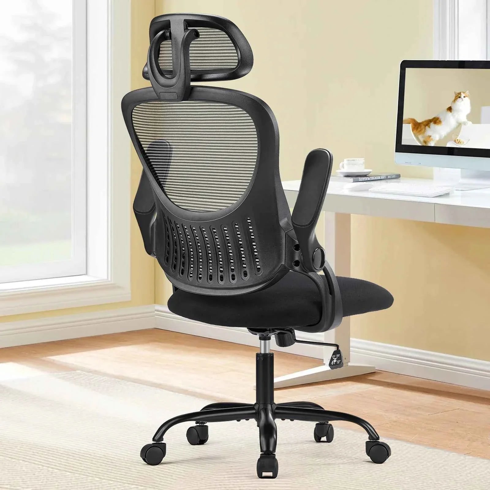 JHK Ergonomic Mesh Office Chair | Lumbar Support & Flip-Up Arms