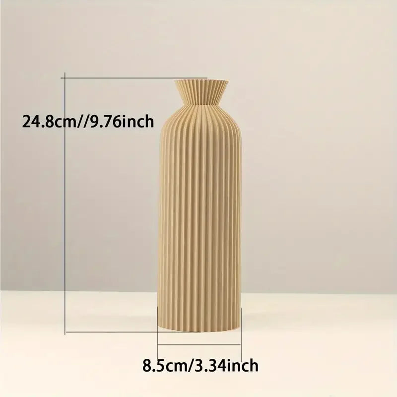 Boho Ribbed Decorative Vase | Black & Khaki, S & L Sizes