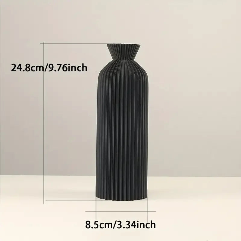 Boho Ribbed Decorative Vase | Black & Khaki, S & L Sizes